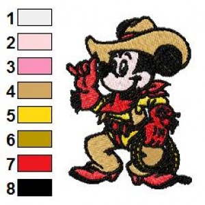 Mickey Mouse Cowboy Embroidery Design